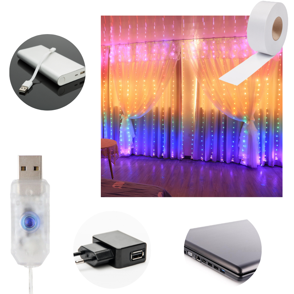Rideau de lumières féeriques avec télécommande - Ozerty