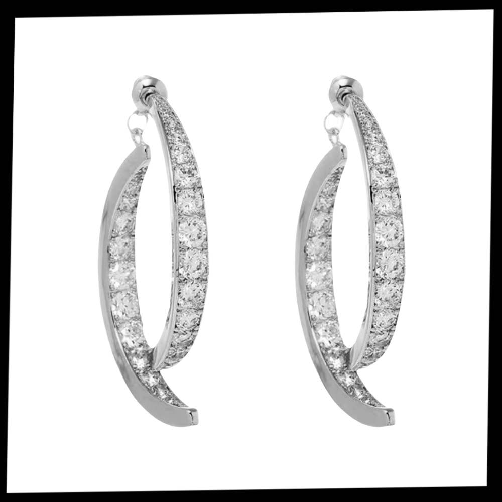 Boucles d'oreilles en argent/or en forme de courbe croisée  - Ozerty