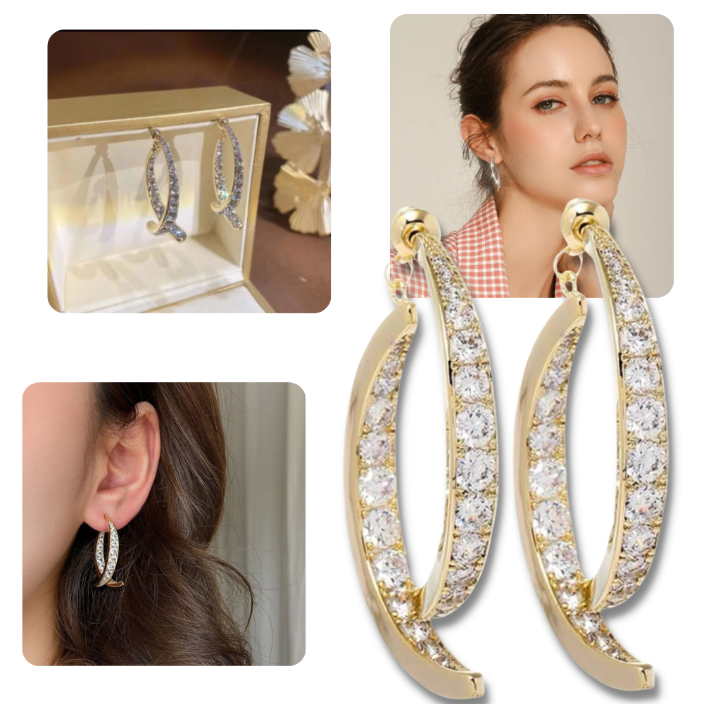 Boucles d'oreilles en argent/or en forme de courbe croisée