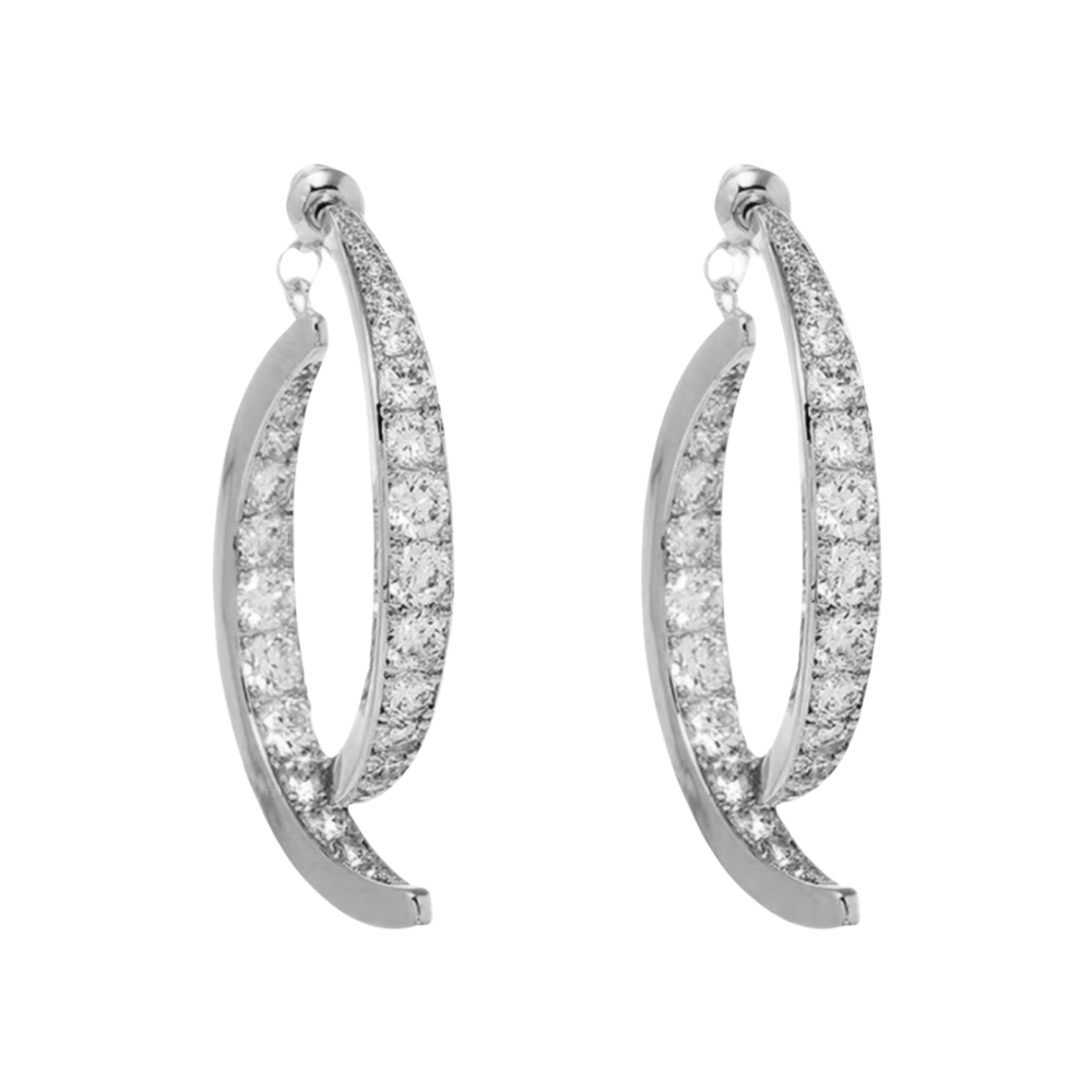 Boucles d'oreilles en argent/or en forme de courbe croisée  - Ozerty