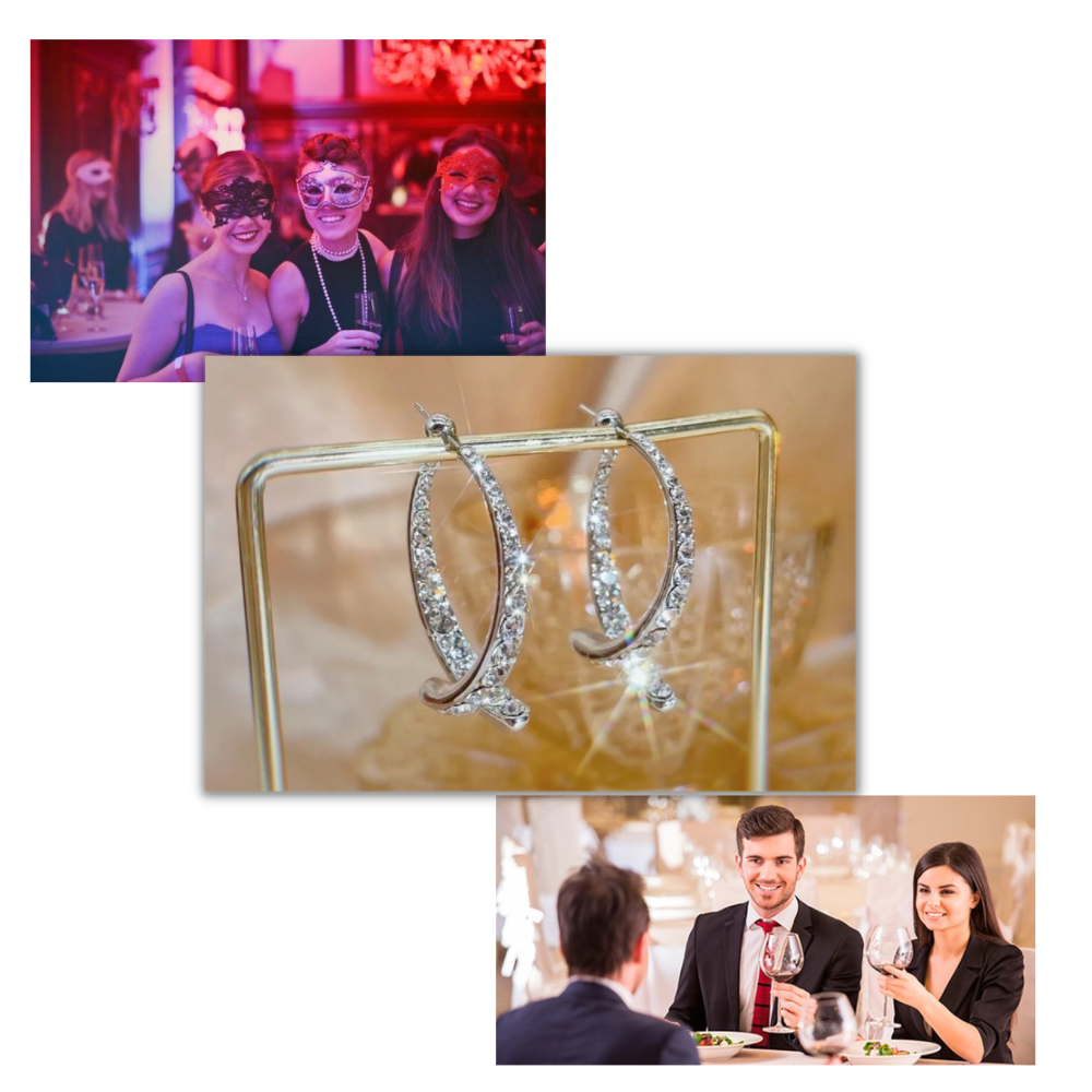 Boucles d'oreilles en argent/or en forme de courbe croisée  - Ozerty