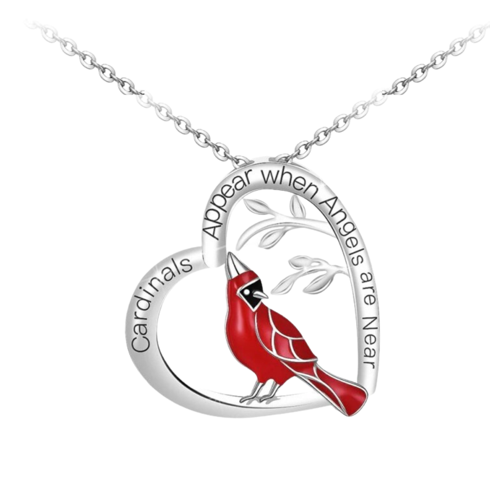 Collier à pendentif de cardinal en forme de cœur