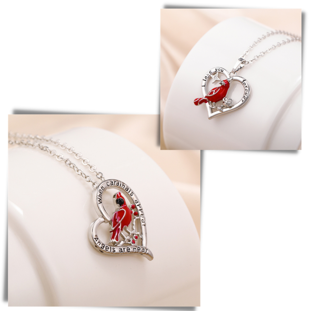 Collier à pendentif de cardinal en forme de cœur - Ozerty