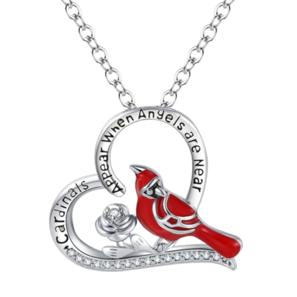 Heart Cardinal Pendant Necklace