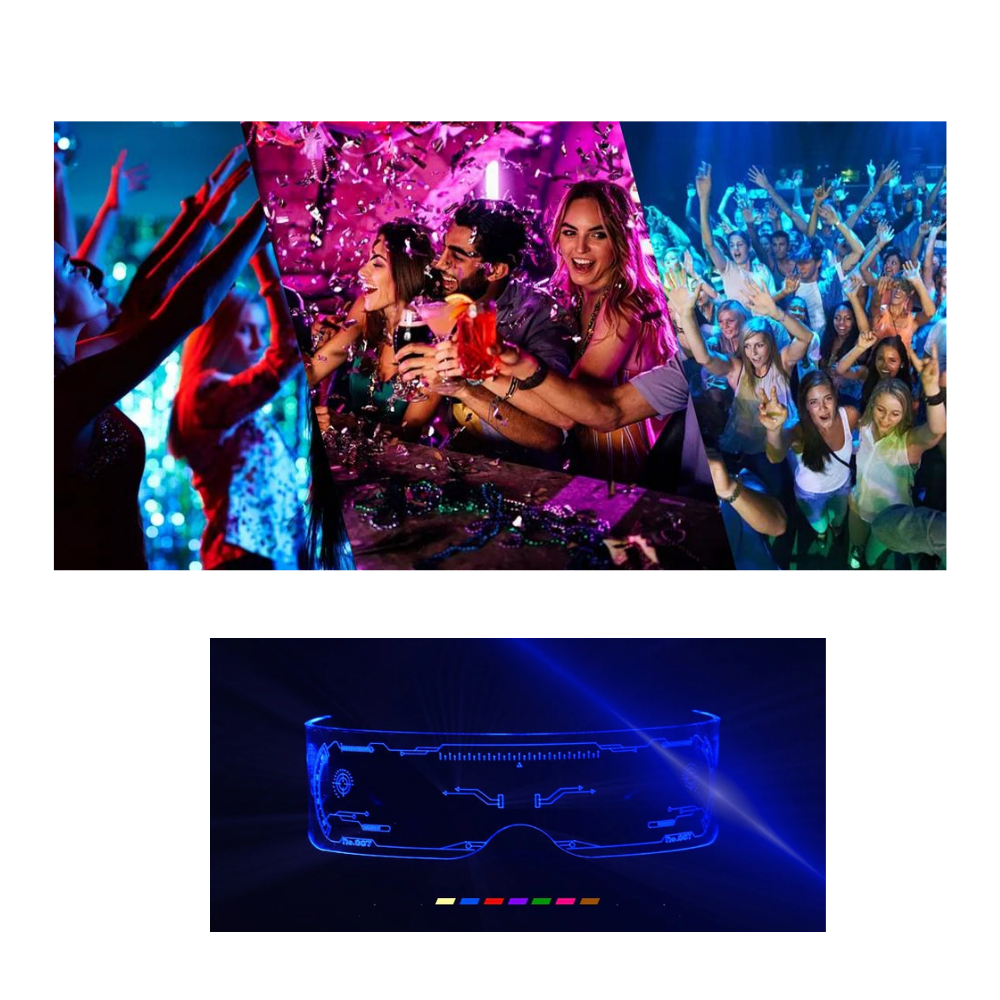 Lunettes lumineuses avec lumières LED colorées - Ozerty