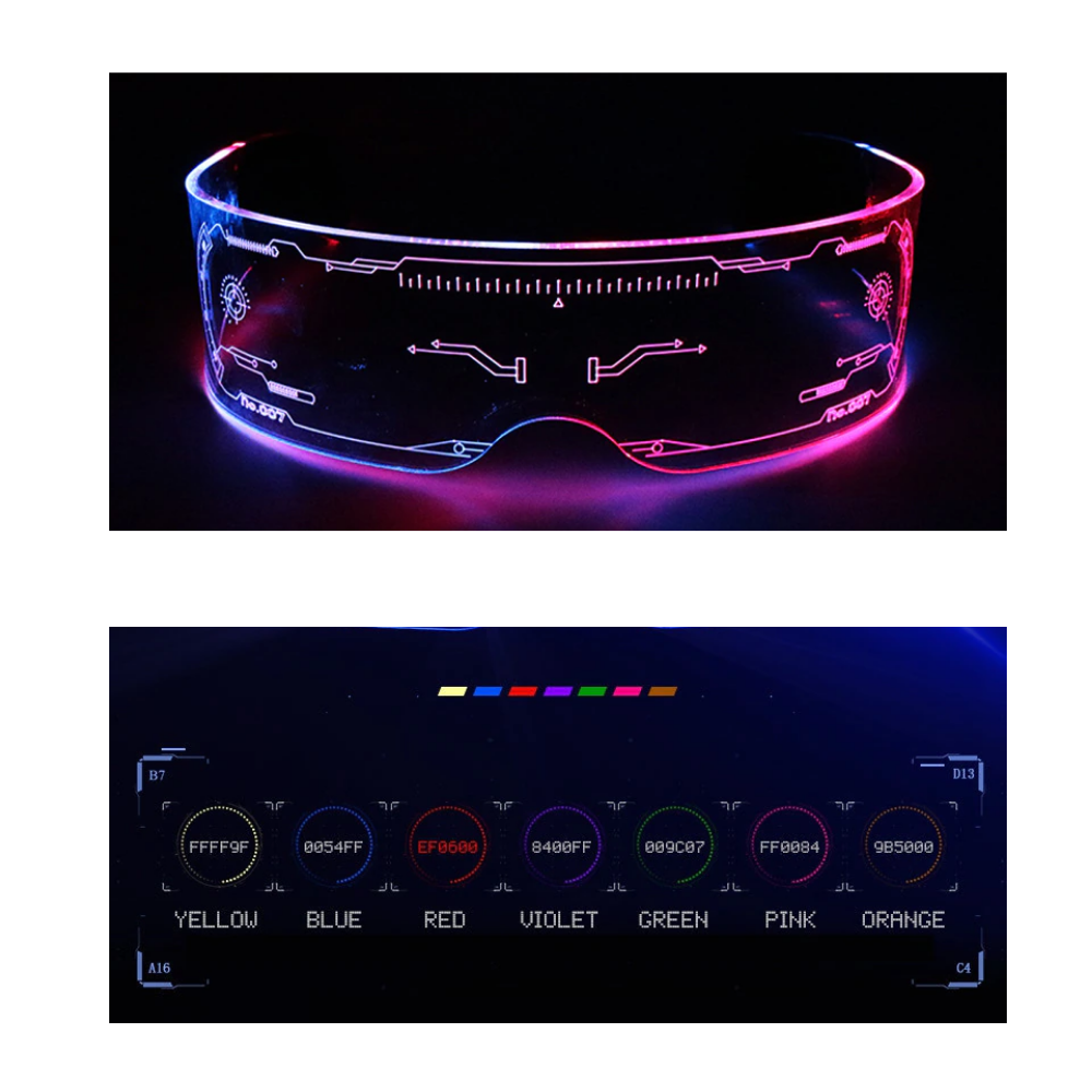 Lunettes lumineuses avec lumières LED colorées - Ozerty