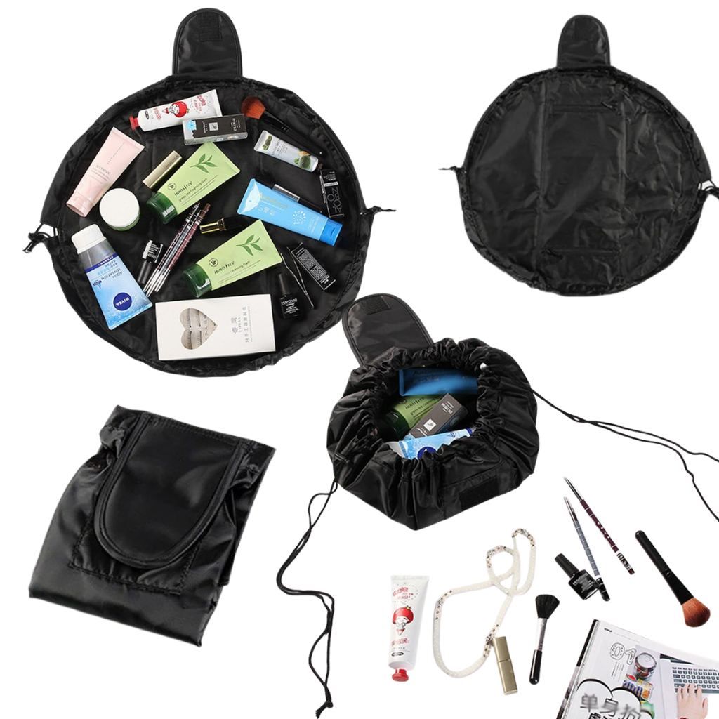 Pochette de maquillage pliable avec fermeture à cordon - Ozerty