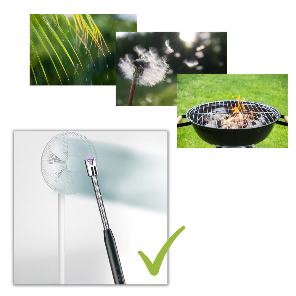 Briquet de cuisine rechargeable et résistant au vent - Ozerty