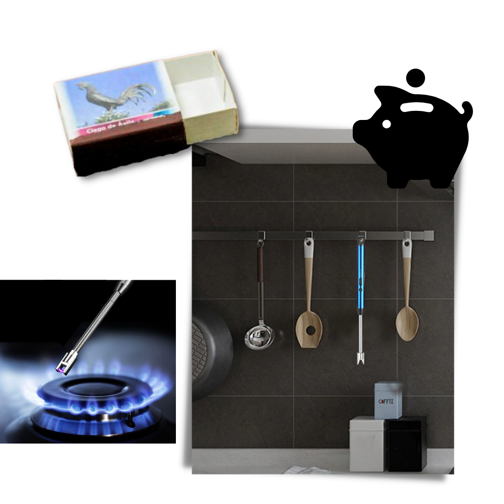 Briquet de cuisine rechargeable et résistant au vent - Ozerty