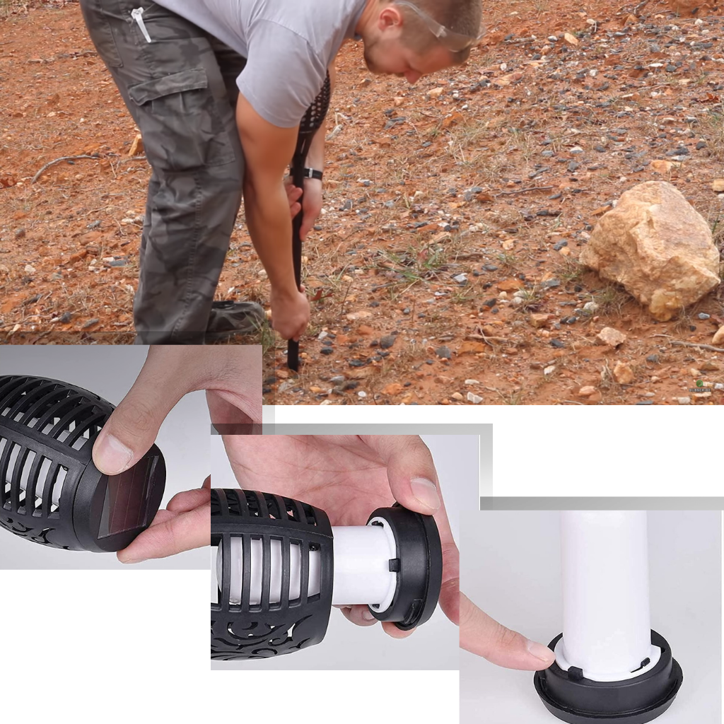 Lampe torche solaire à LED avec flamme - Ozerty