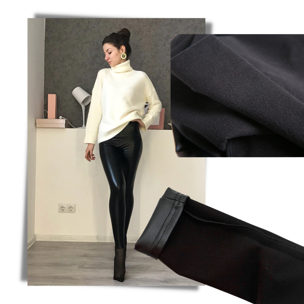 Pantalon en cuir artificiel à taille haute - Ozerty