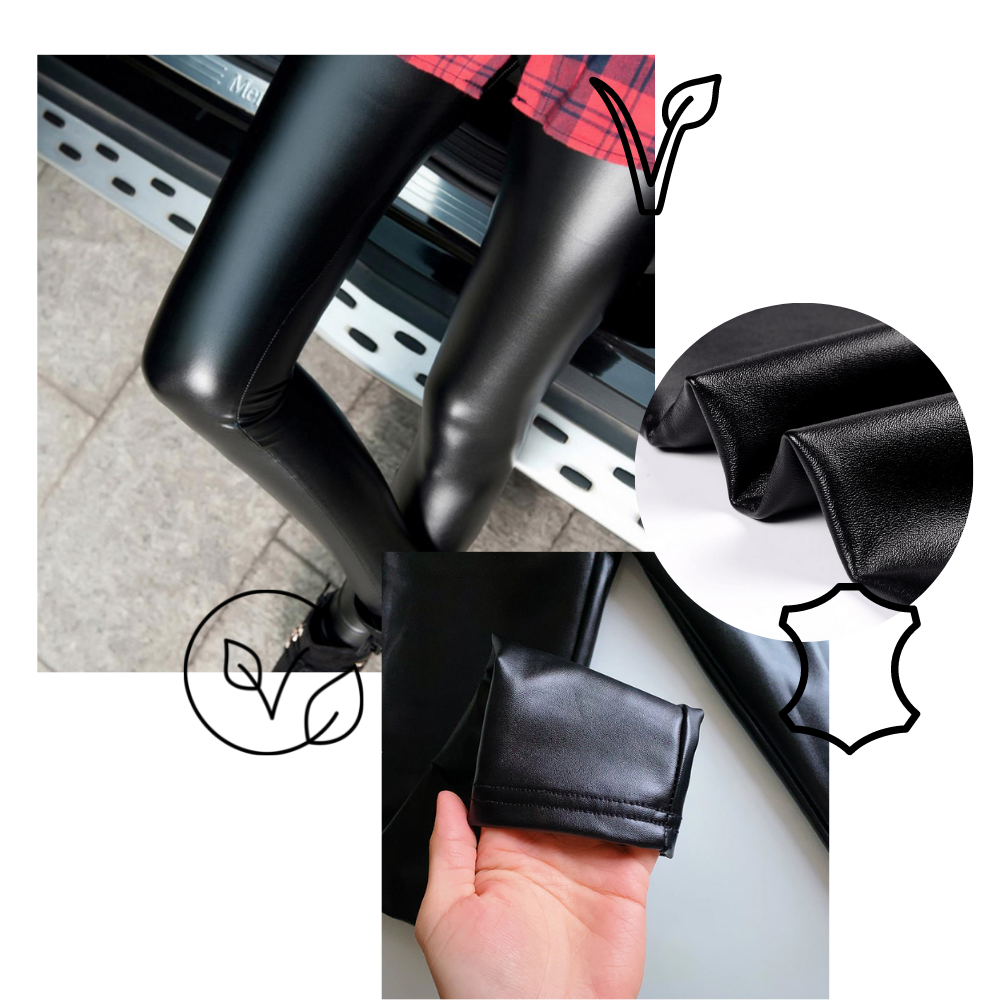 Pantalon en cuir artificiel à taille haute - Ozerty