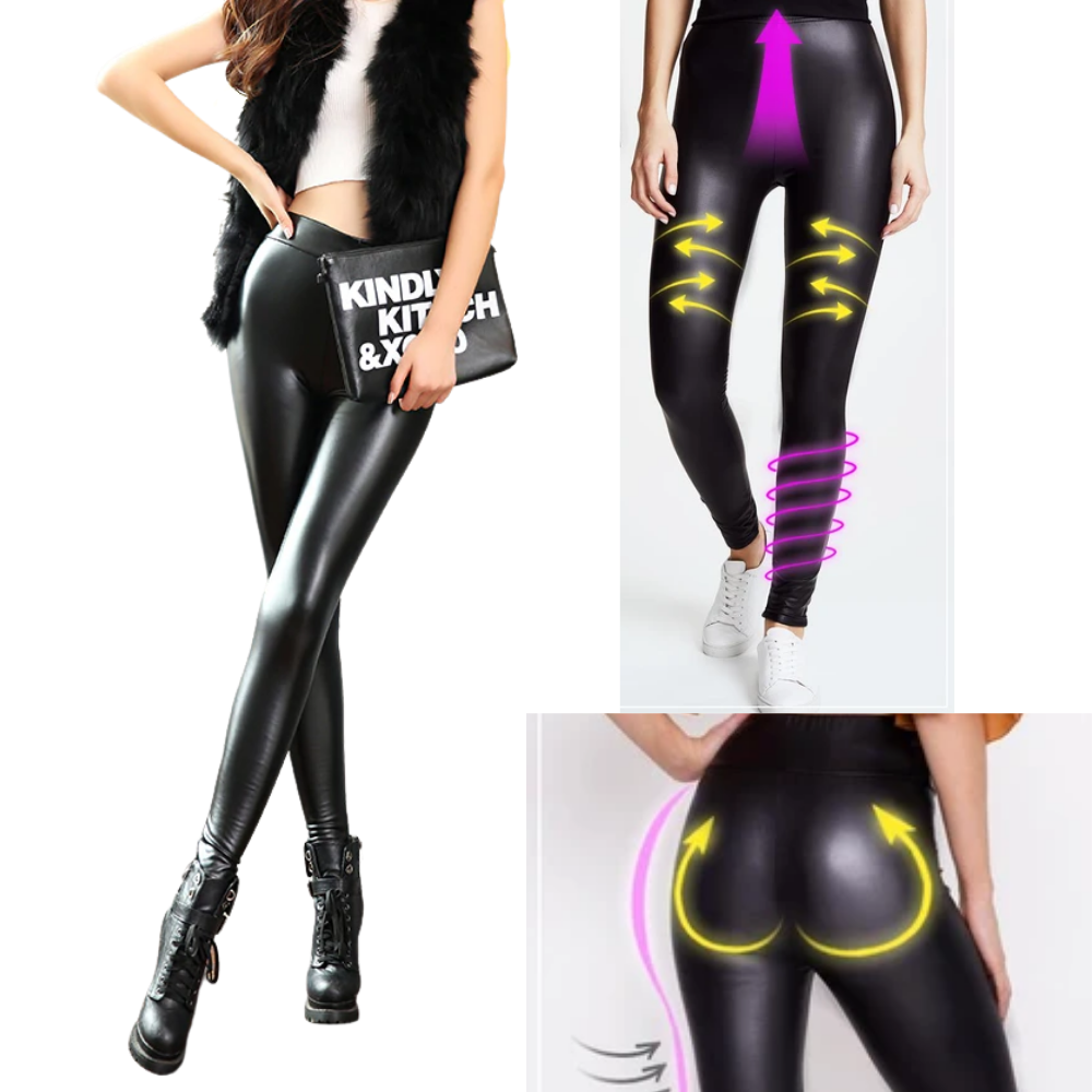 Pantalon en cuir artificiel à taille haute