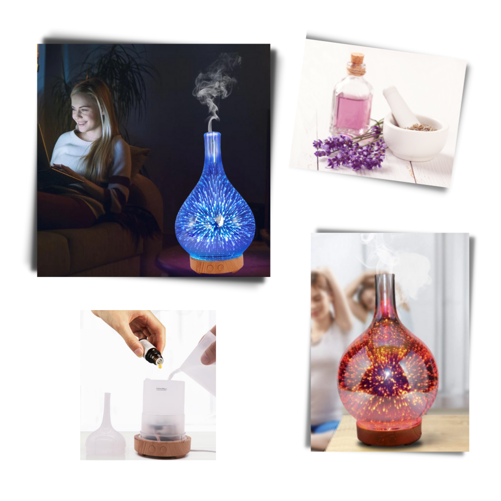 Diffuseur d'huiles essentielles motif feux d'artifice en forme de vase - Ozerty