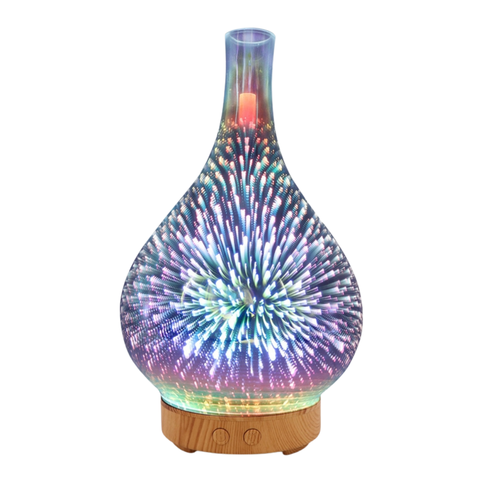 Diffuseur d'huiles essentielles motif feux d'artifice en forme de vase - Ozerty