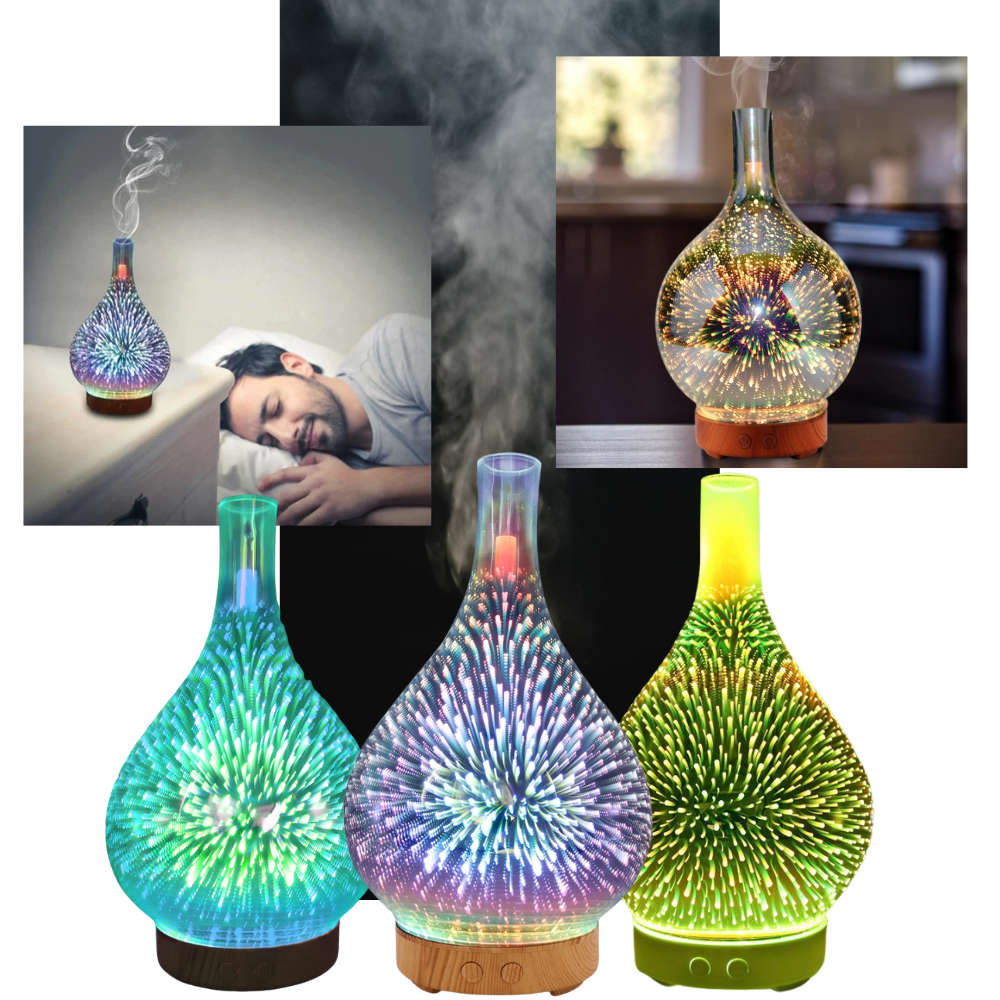 Diffuseur d'huiles essentielles motif feux d'artifice en forme de vase