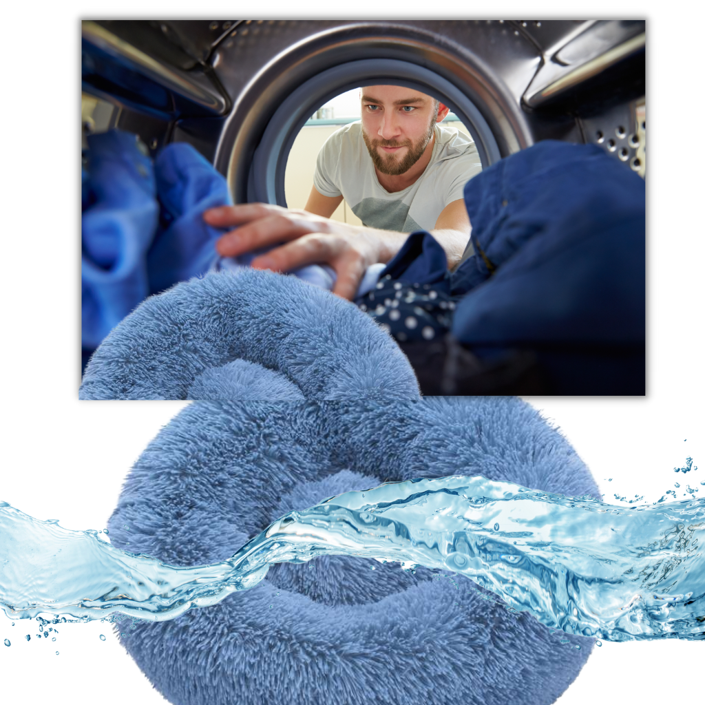 Lit en peluche en forme de donut pour animaux de compagnie - Ozerty