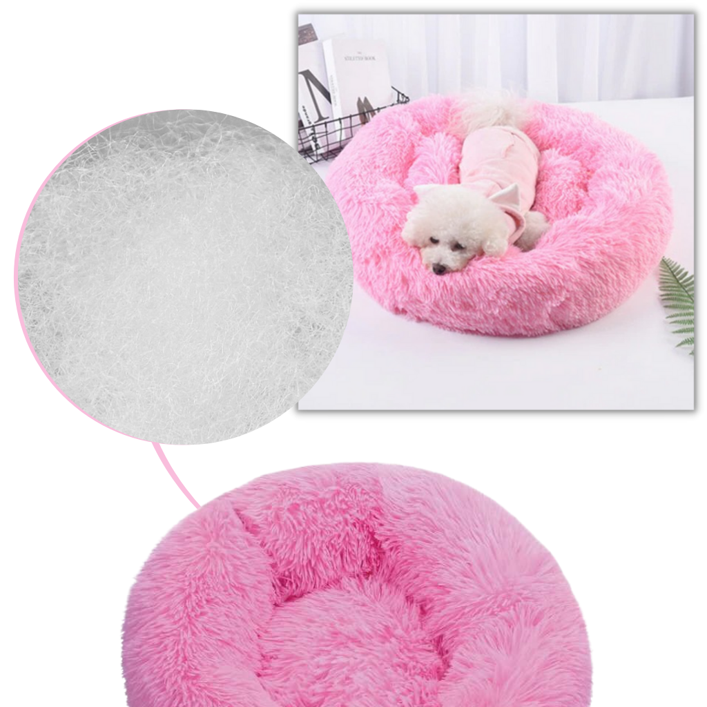 Lit en peluche en forme de donut pour animaux de compagnie - Ozerty