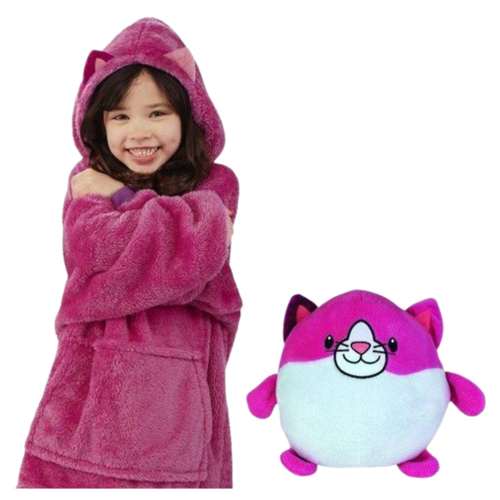 2 in 1 foldable hooded plush toy