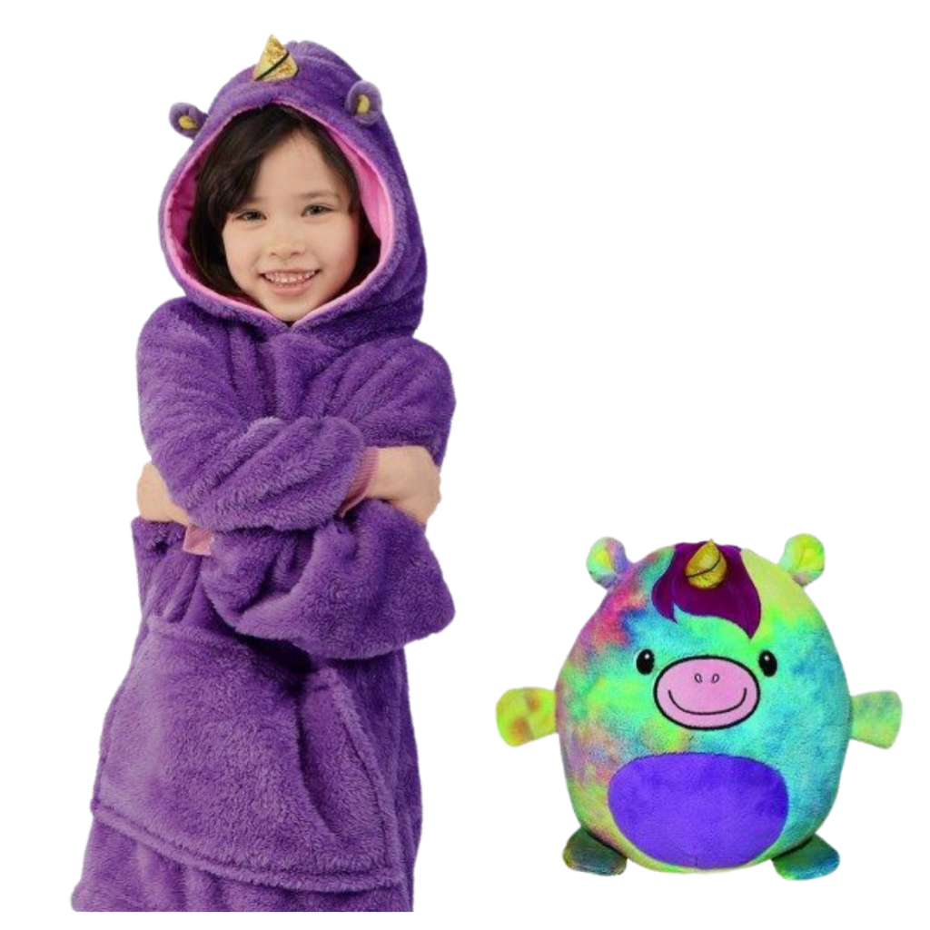 2 in 1 foldable hooded plush toy
