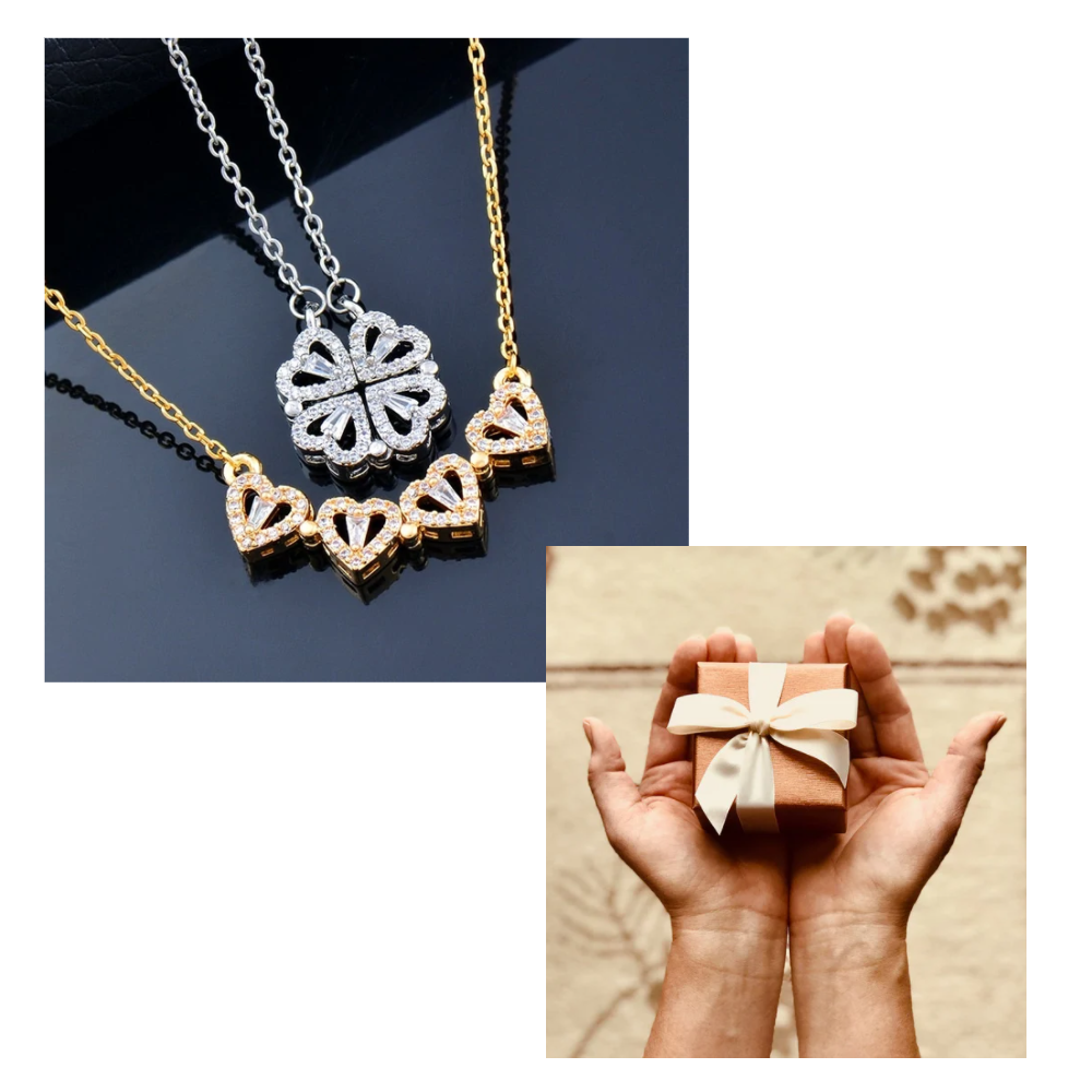 Collier en forme de cœur à quatre feuilles - Ozerty