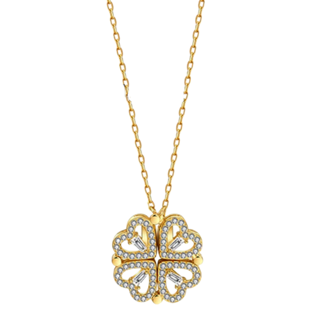 Collier en forme de cœur à quatre feuilles