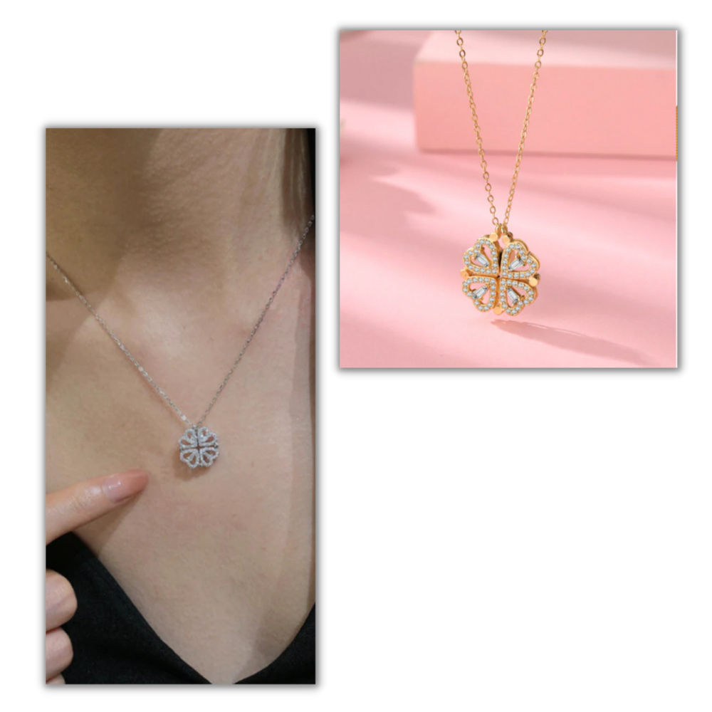 Collier en forme de cœur à quatre feuilles - Ozerty