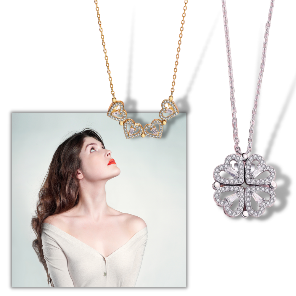 Collier en forme de cœur à quatre feuilles - Ozerty