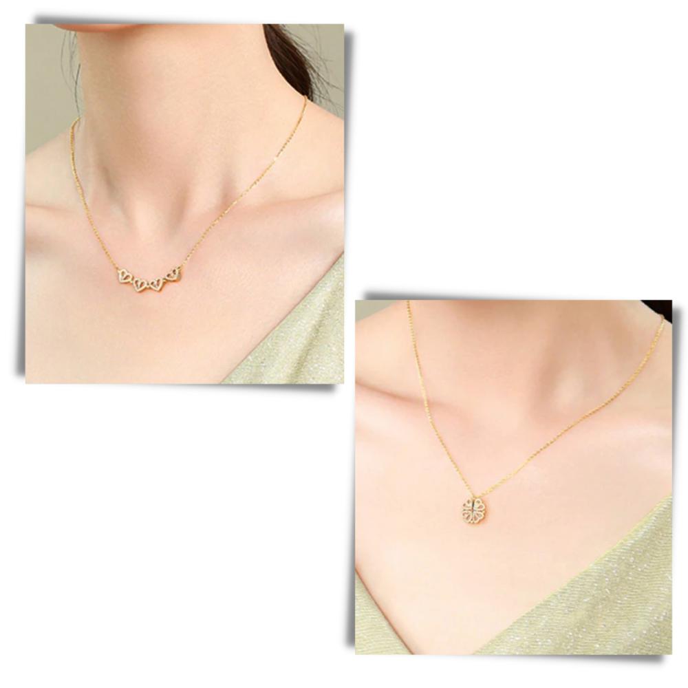 Collier en forme de cœur à quatre feuilles - Ozerty
