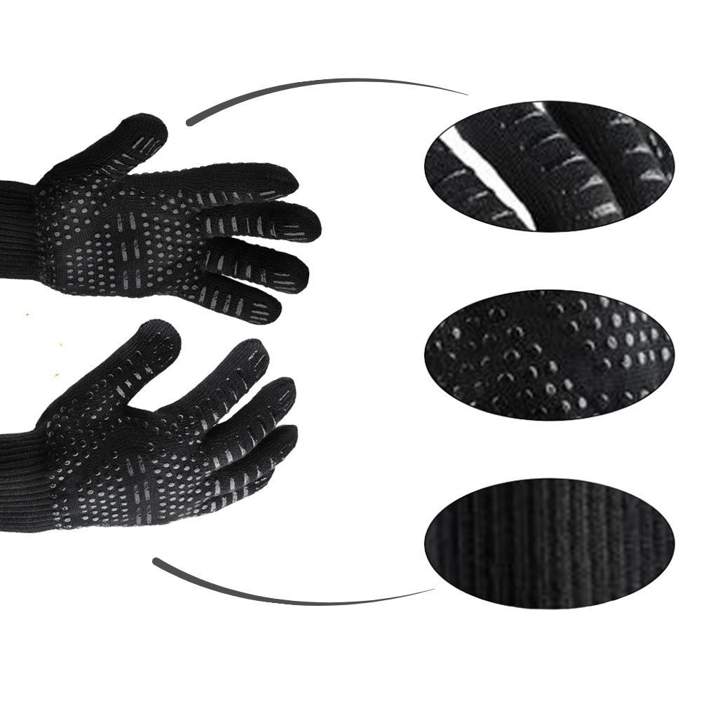 Gants pour barbecue résistant à la chaleur (1 paire) - Ozerty