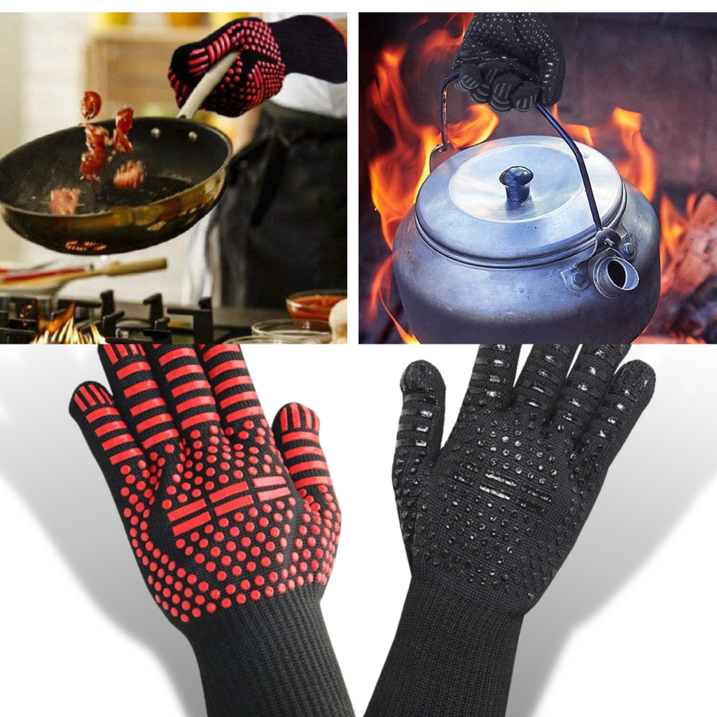 Gants pour barbecue résistant à la chaleur (1 paire) - Ozerty
