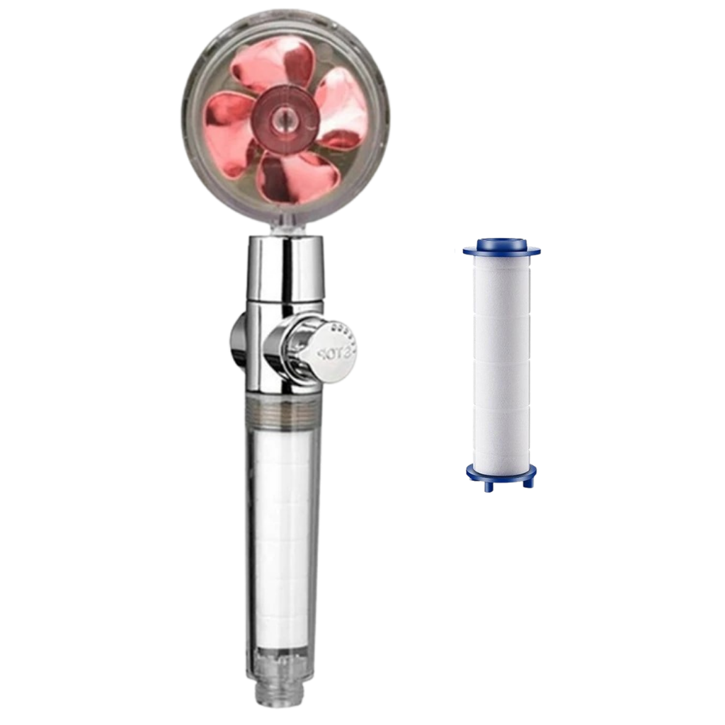 High pressure shower head with rotating propeller