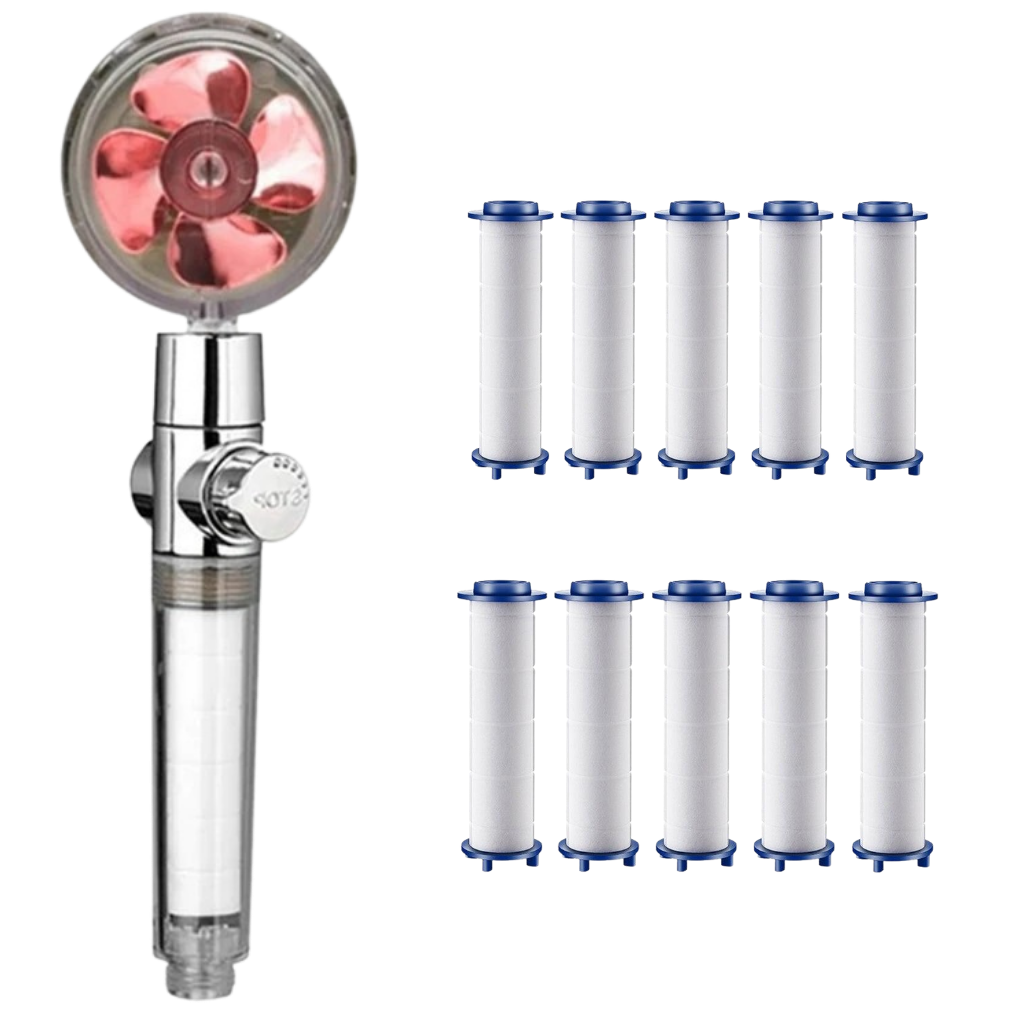 High pressure shower head with rotating propeller