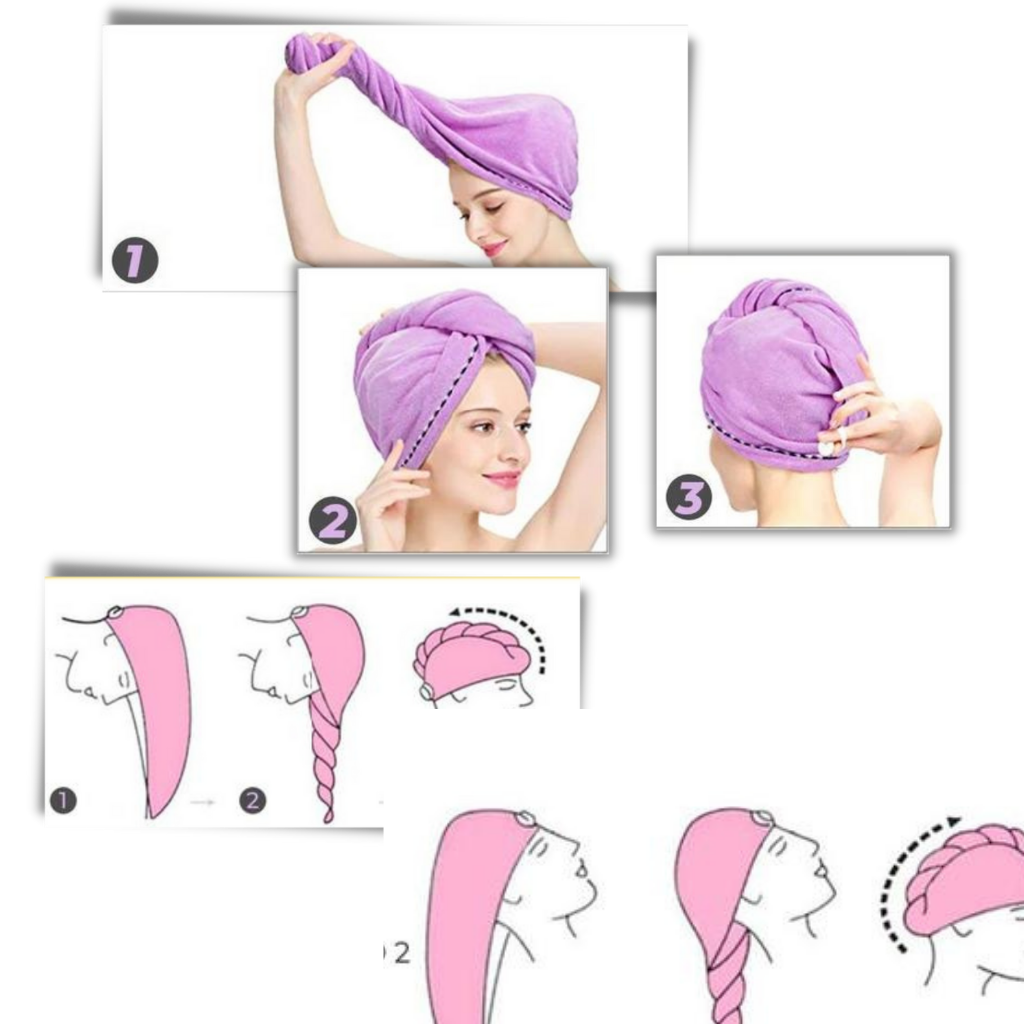 Serviette à cheveux à séchage instantané - Ozerty