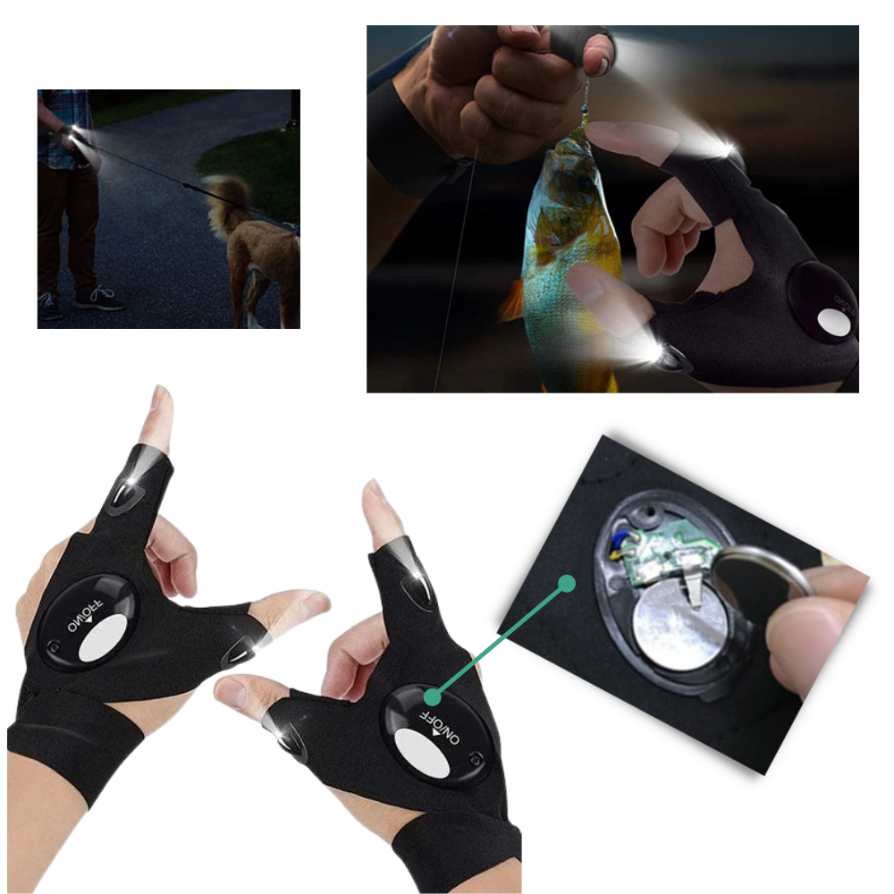 Paire de gants à LED avec lumières étanches - Ozerty