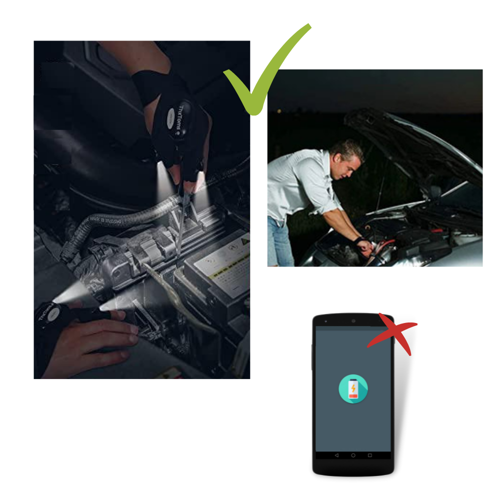 Paire de gants à LED avec lumières étanches - Ozerty