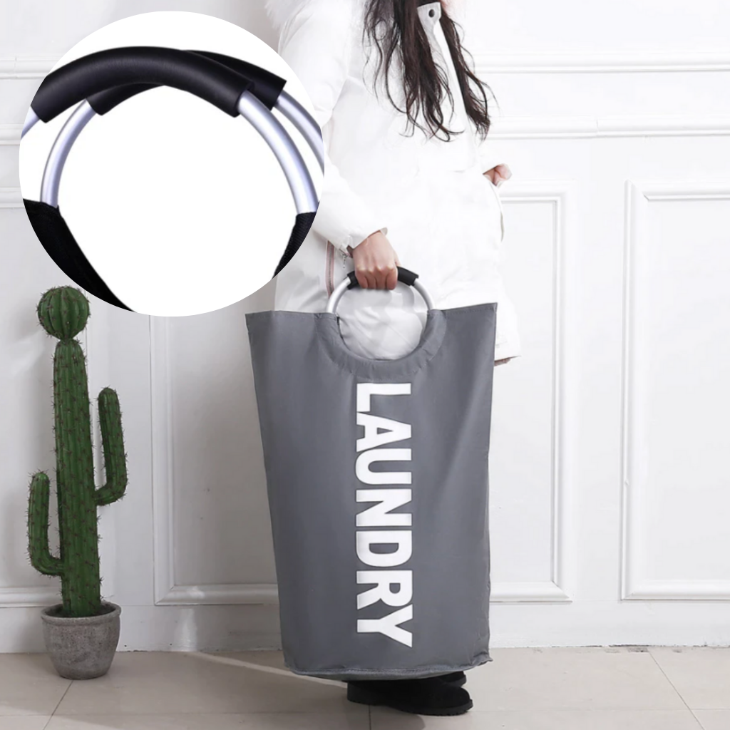 Foldable laundry basket with handles