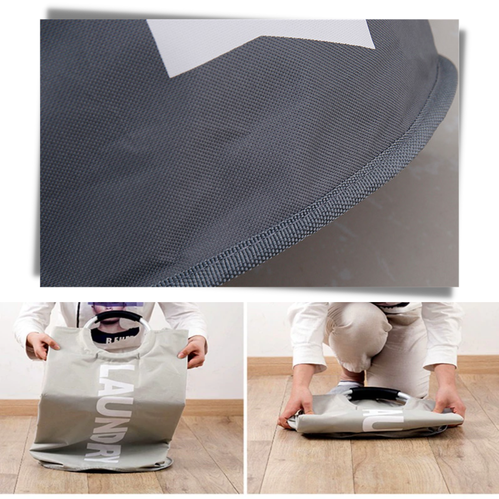 Foldable laundry basket with handles