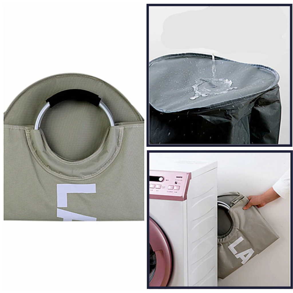 Foldable laundry basket with handles