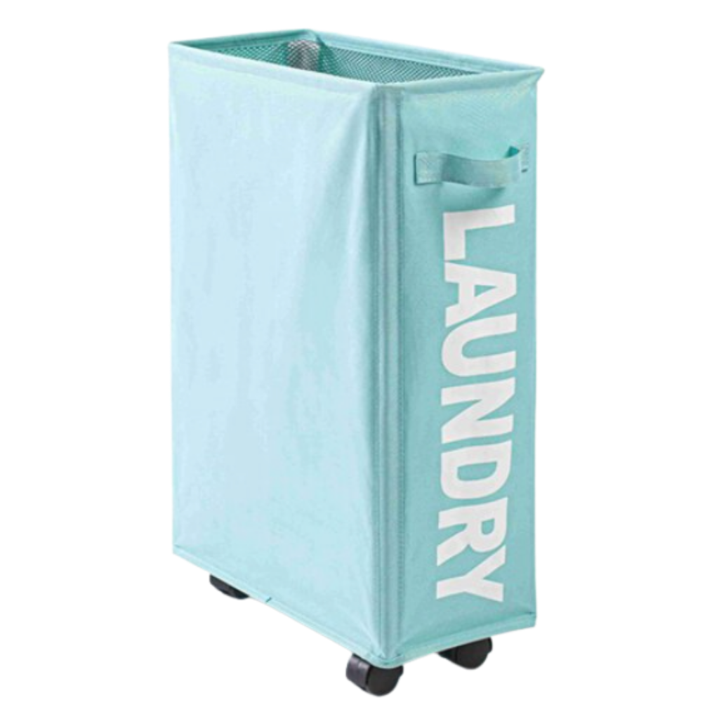 Portable laundry basket on wheels