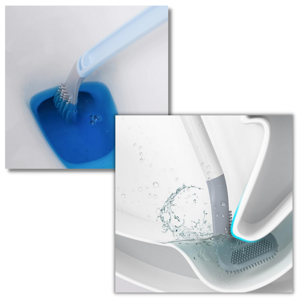 Brosse de toilette à manche long avec base murale - Ozerty