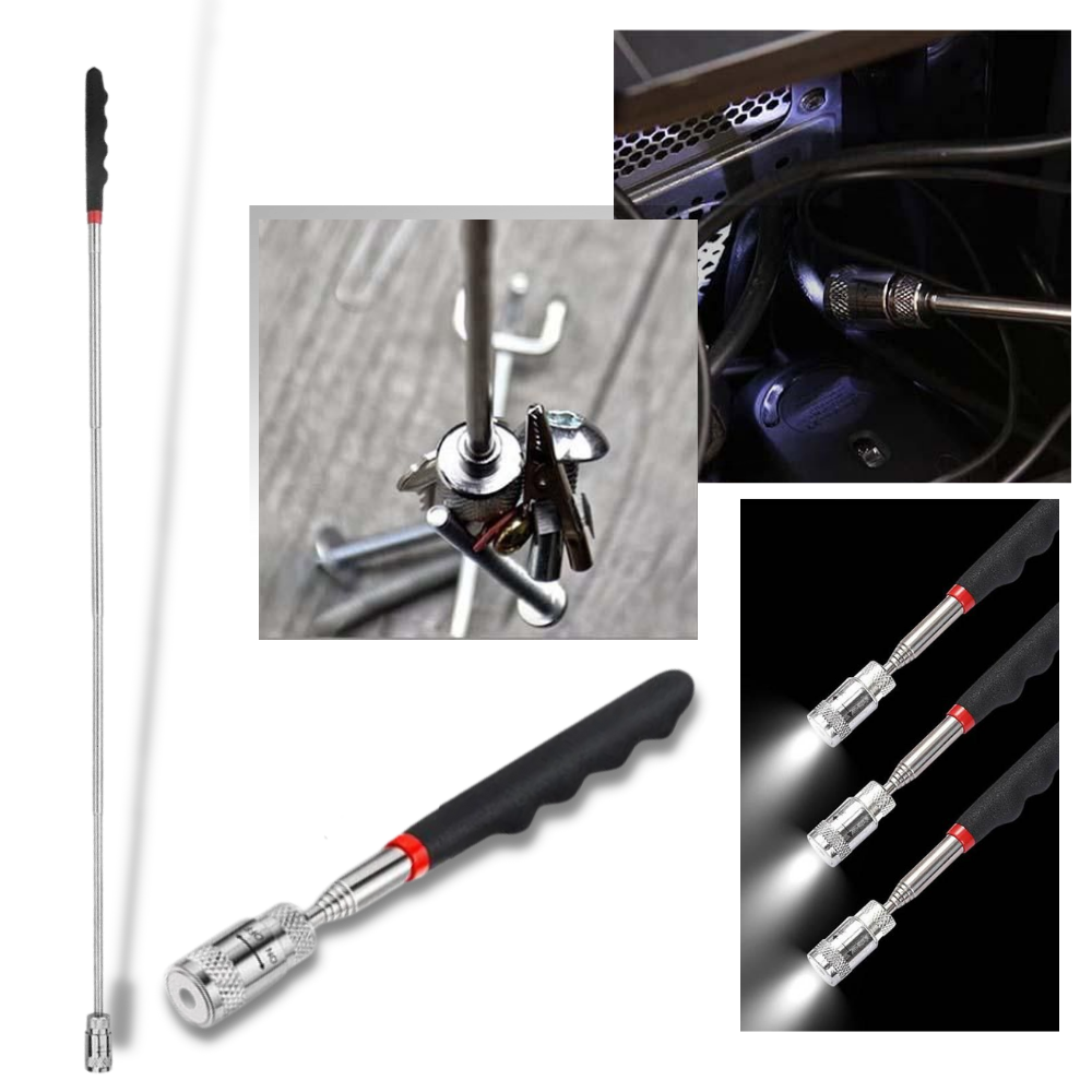 Outil de ramassage magnétique rétractable avec LED