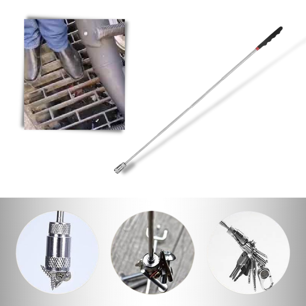 Outil de ramassage magnétique rétractable avec LED - Ozerty