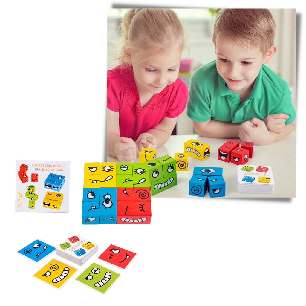 Jeu Montessori à Cubes Emoji Magiques  - Ozerty