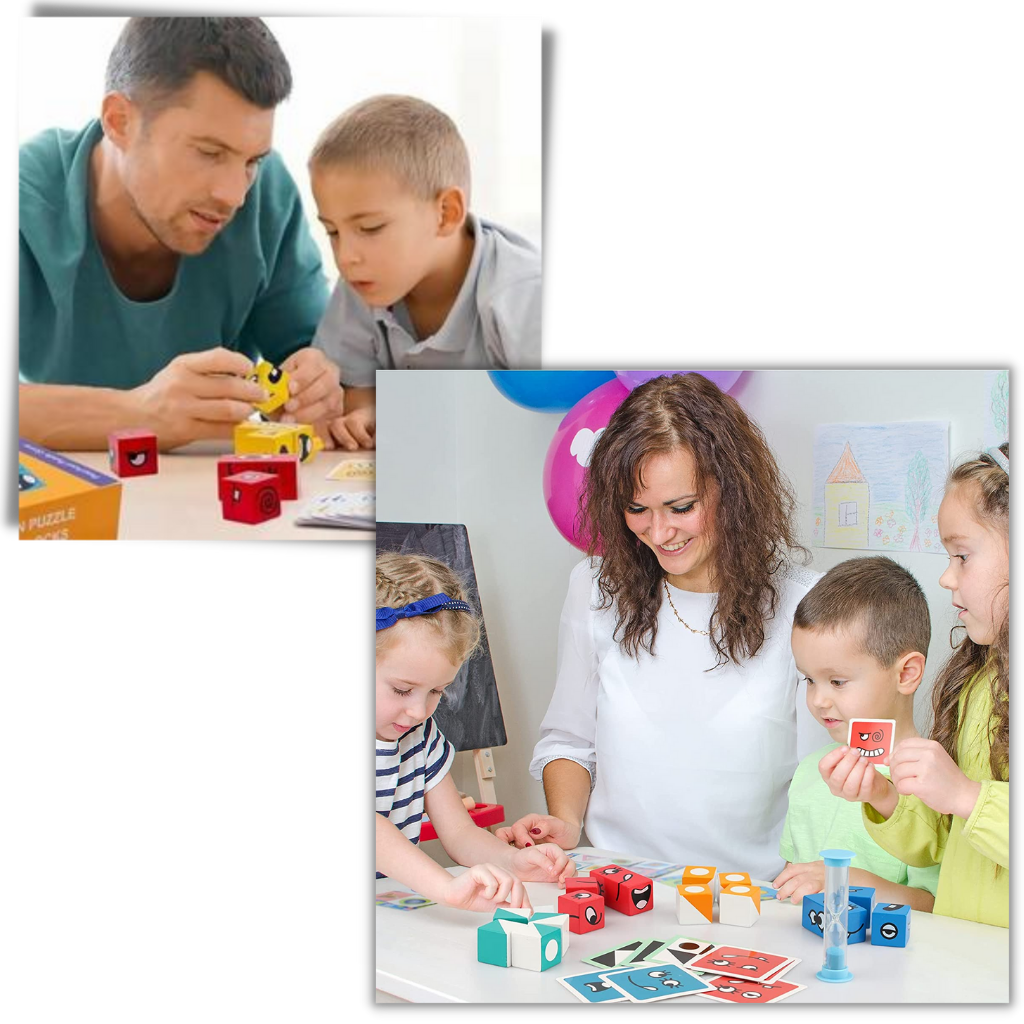 Jeu Montessori à Cubes Emoji Magiques  - Ozerty