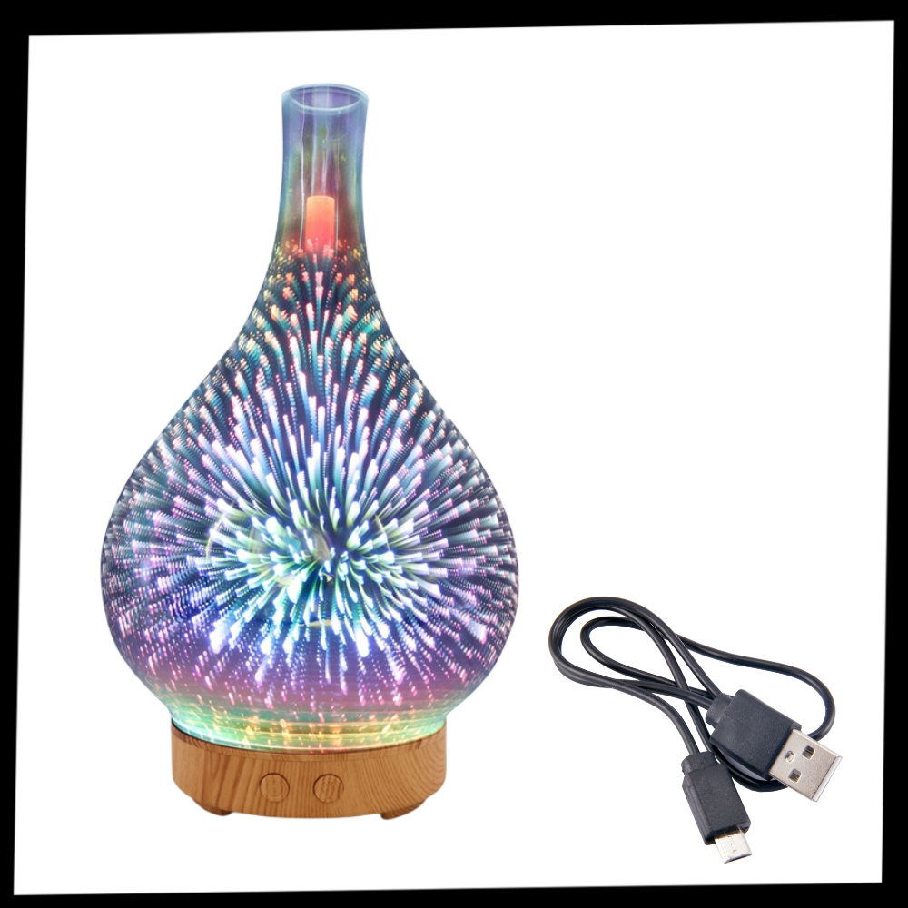 Diffuseur d'huiles essentielles motif feux d'artifice en forme de vase - Ozerty