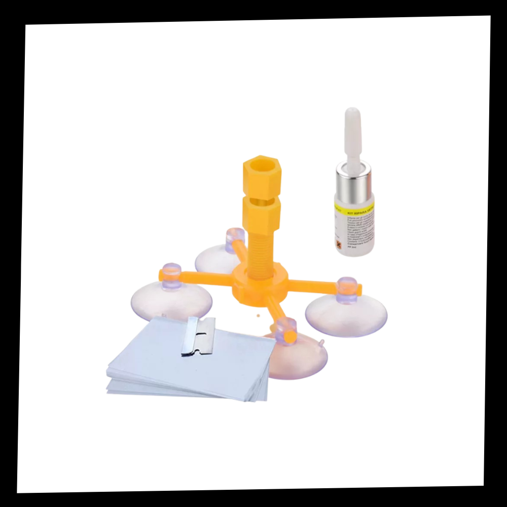 Kit de réparation du verre du pare-brise - Ozerty, Kit fluide de réparation de vitres fissurées - Ozerty