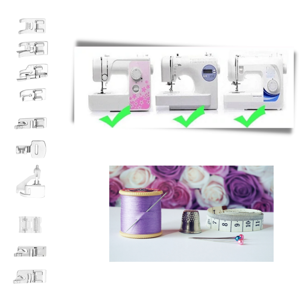 Lot de 32/42 pieds-de-biche pour machine à coudre - Ozerty