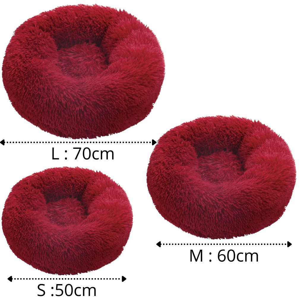 Lit en peluche en forme de donut pour animaux de compagnie - Ozerty