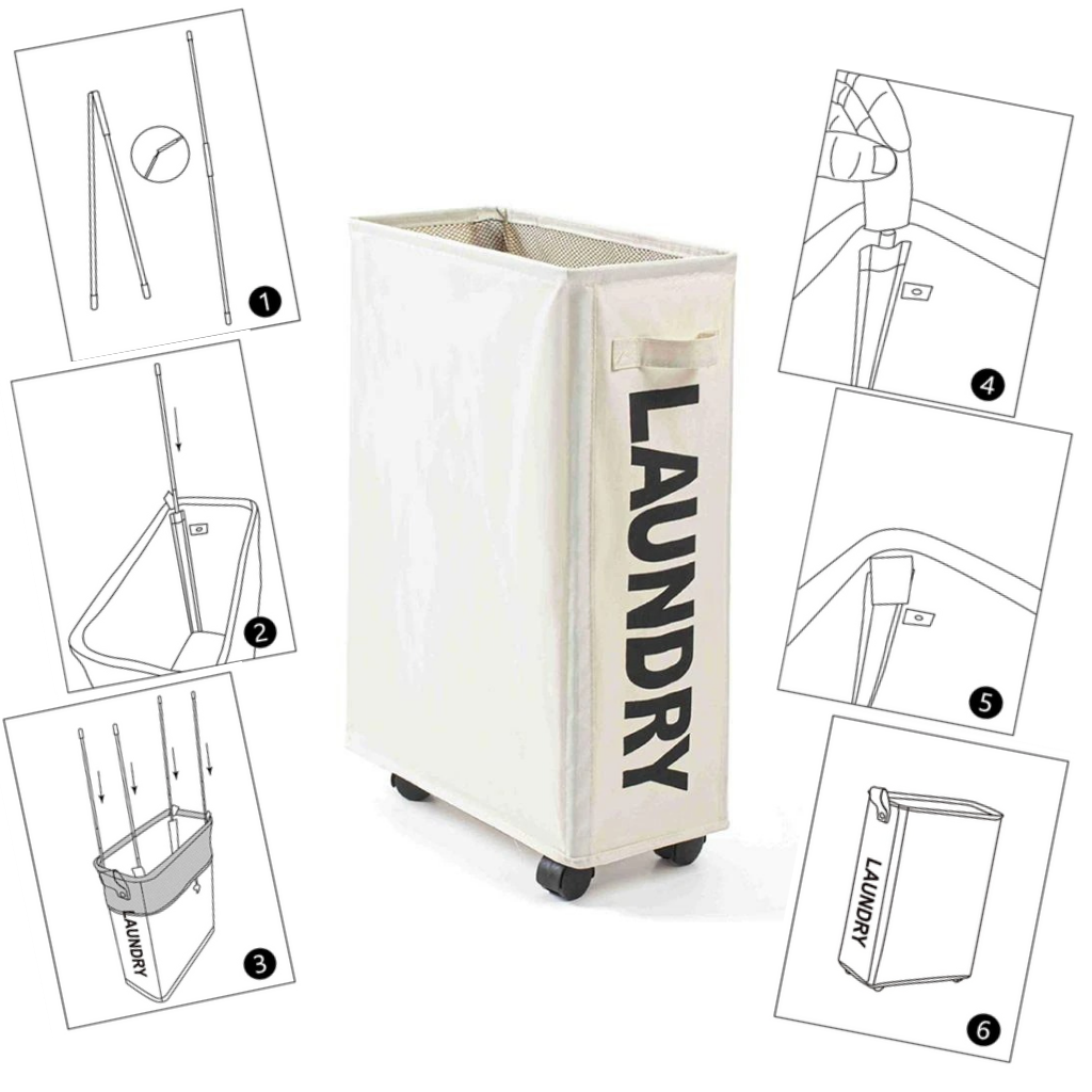 Panier à linge portable à roulettes - Ozerty